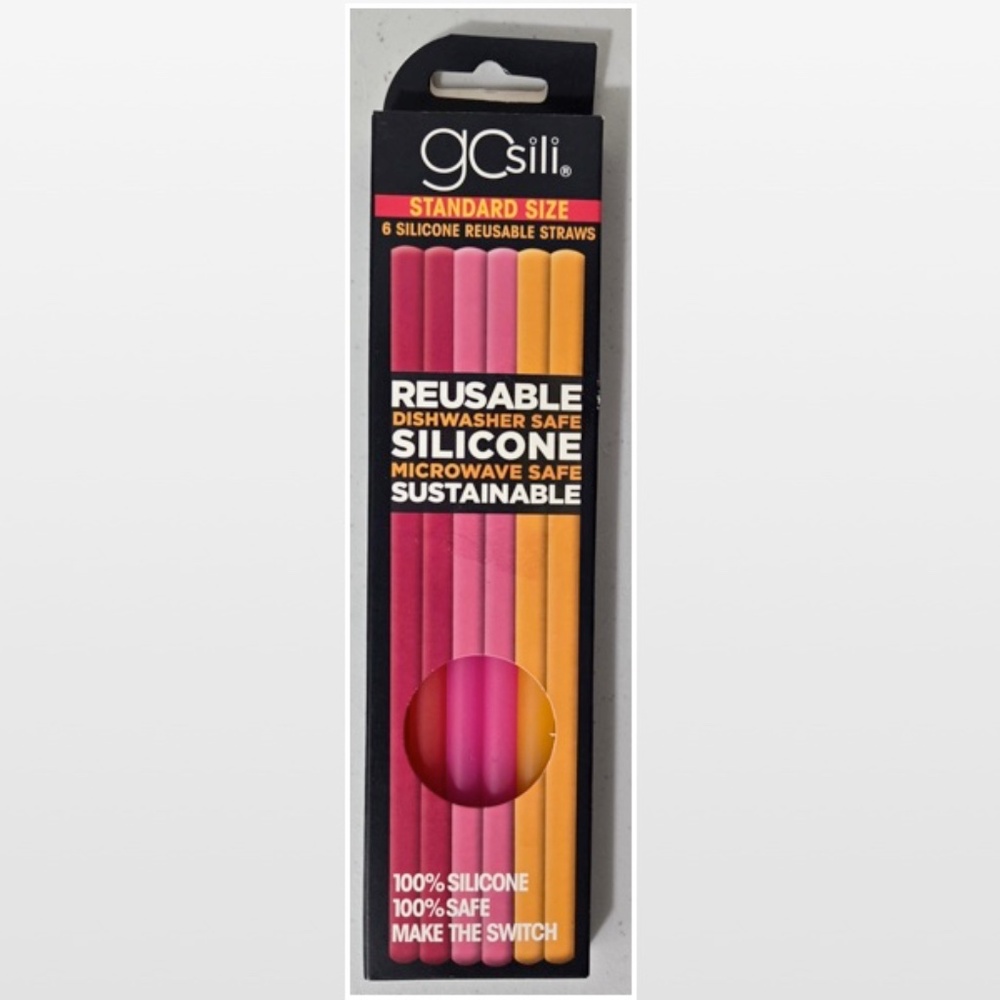 New GoSili Straw Pack Silicone Reusable 8” 6pk Eco Friendly Drinking NWT
